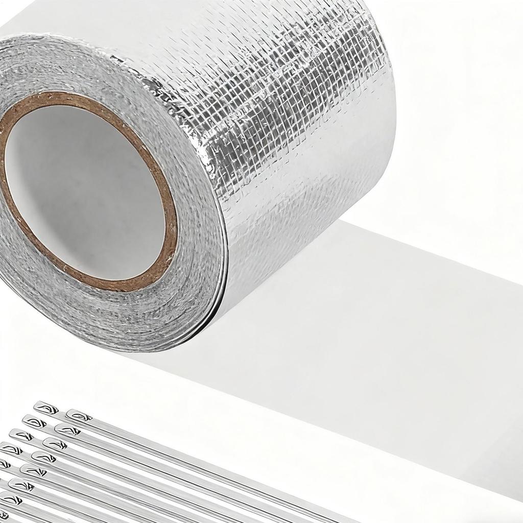 High Temp Exhaust Tape Pipe Insulation Adhesive Wrap With 20 Stainless Steel Ties Exhaust Repair Tape For Car Motorcycle HVAC