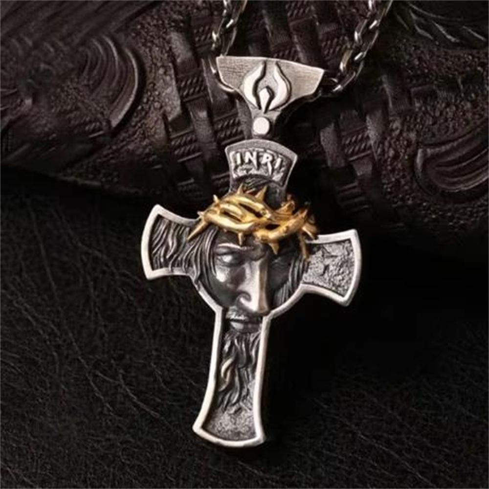 New Blood Red Gothic Inverted Cross Pendant Necklace Jewelry European and American Punk Style Cross Jewelry