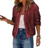 Lady Coat Glittering Sequin Round Neck Zipper Closure Long Sleeves Cardigan Short Type Comfortable Fit Club Performance Stage Party Jacket