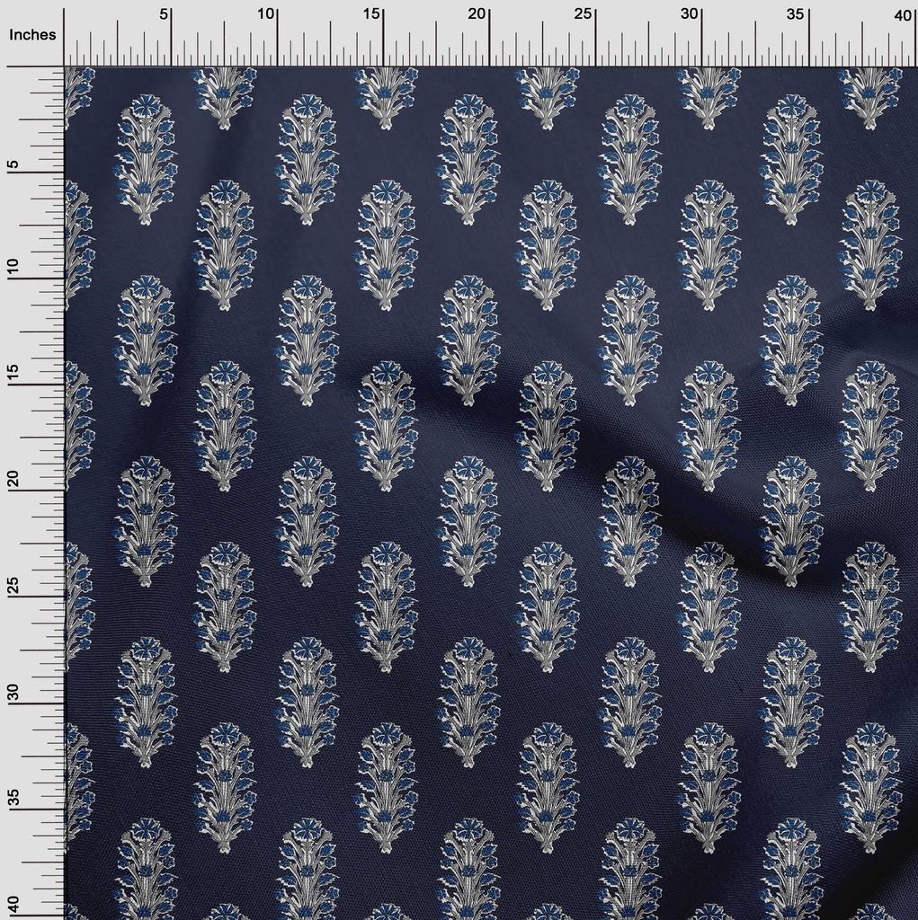 oneOone Cotton Flex Fabric Leaves & Floral Block Print Fabric By The Yard 40 Inch