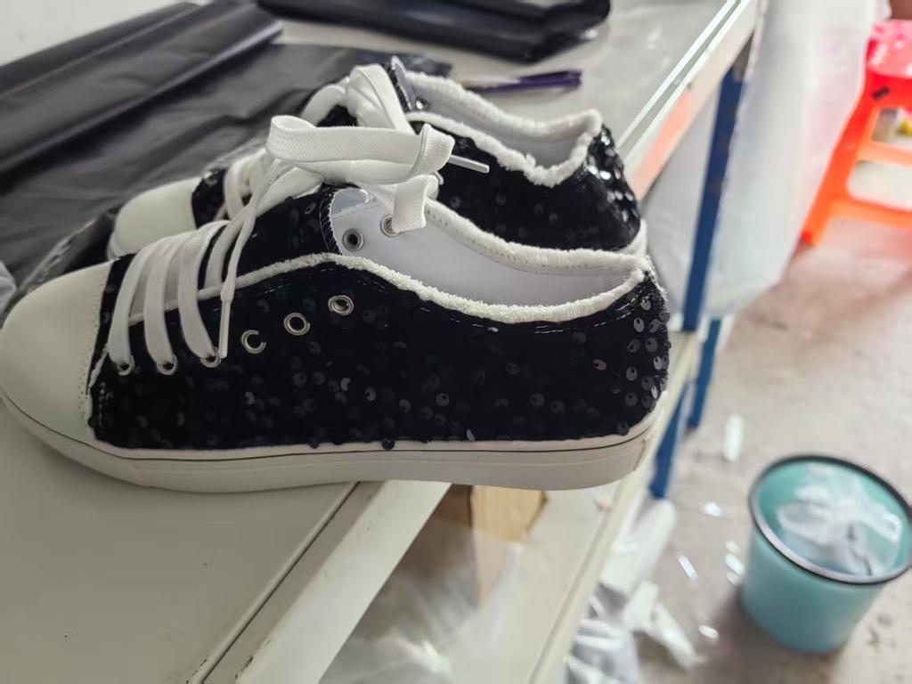 Plus Size Shoes for Women 36-43 Spring Autumn Sequin Women Lace Up Platform Flats Sneakers Women Casual Zapatos De Mujer