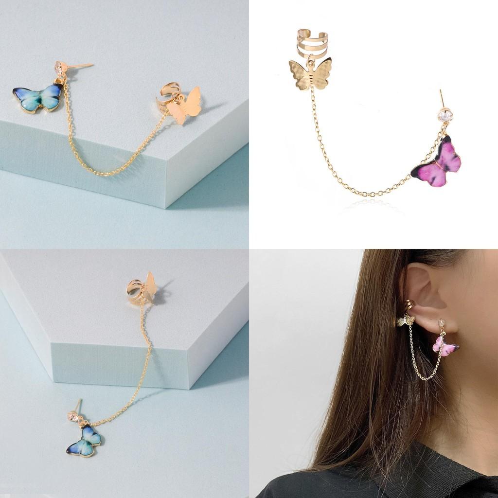 Modern European Trend Butterfly Chain Earrings Unique Minimalist Style