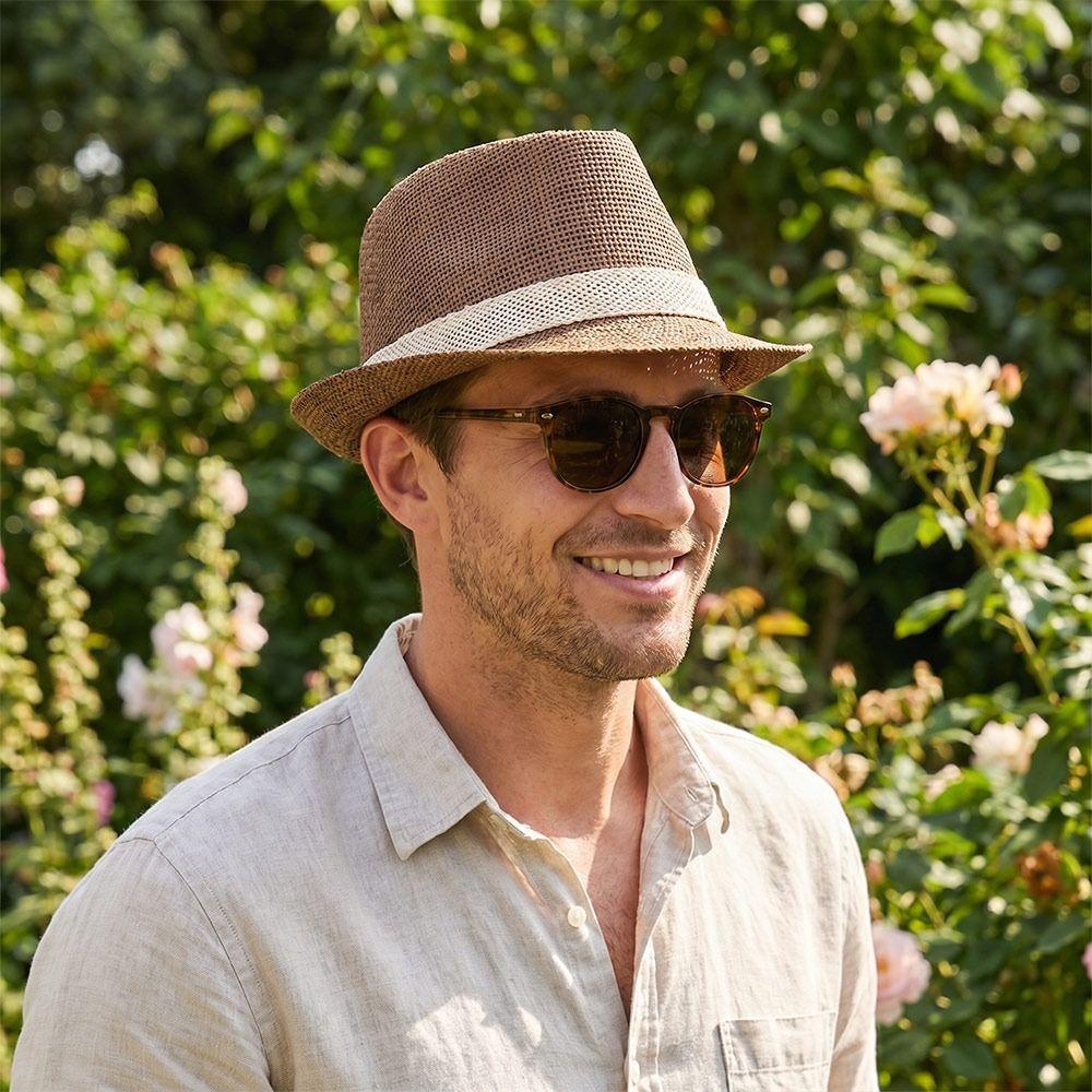 Solid Color Jazz Hat Woven Stripe Panama Cap New Sunshade Hat  Men Women