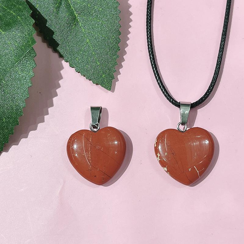 Natural Crystal Agate Heart Pendant Sweater Chain, 20mm Gemstone.