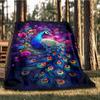 1pc Peacock Feather Artwork Throw Blanket Polyester Fiber, Lightweight Flannel, Soft & Warm, All Season Use for Outdoor, Camping Digital Print