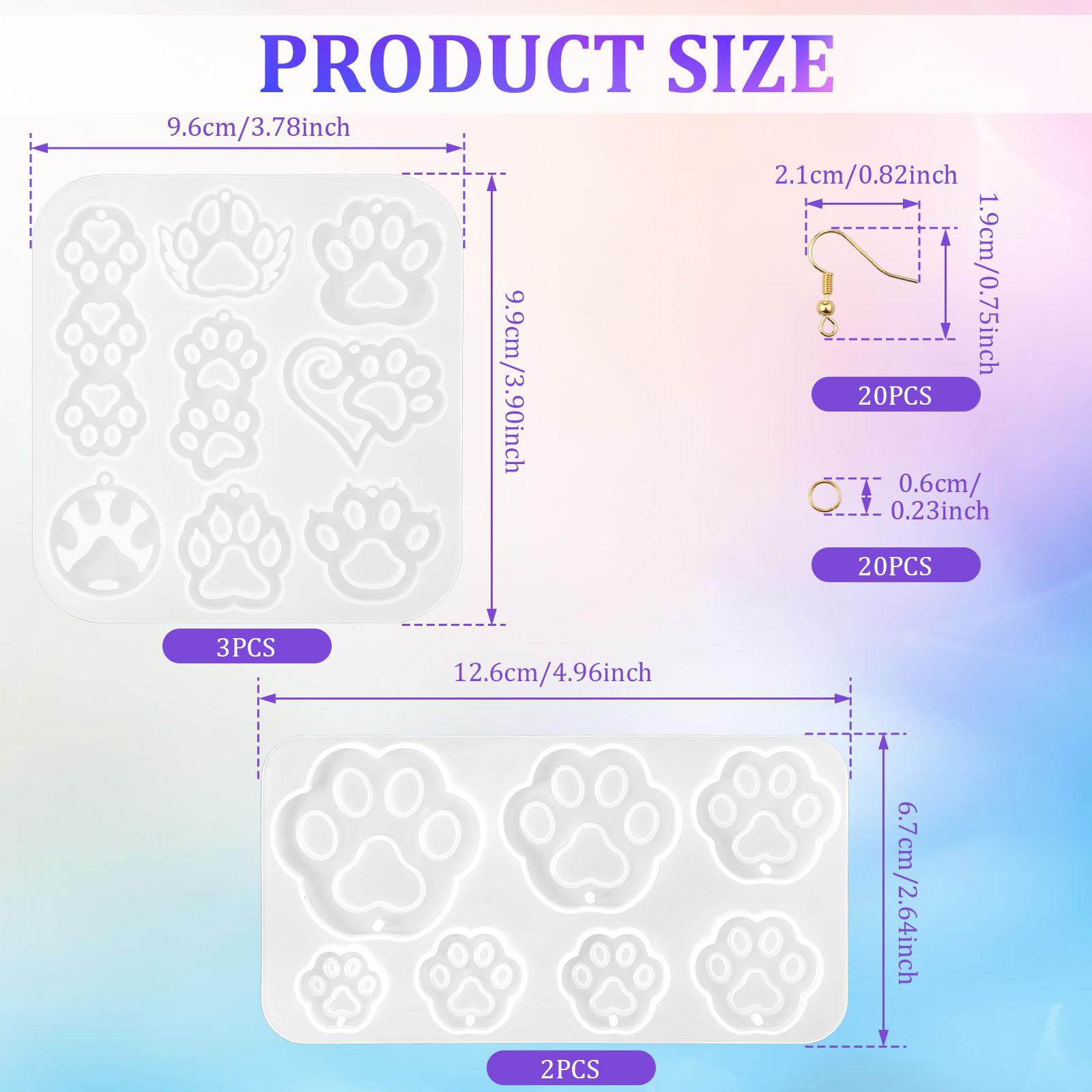 

Набор из 5 силиконовых форм для лап питомцев, легко извлекаемых, с отпечатком собаки, форма для серег, термостойкая, инструмент для изготовления поделок из эпоксидной смолы с отпечатком кошачьей лапы 5Pcs