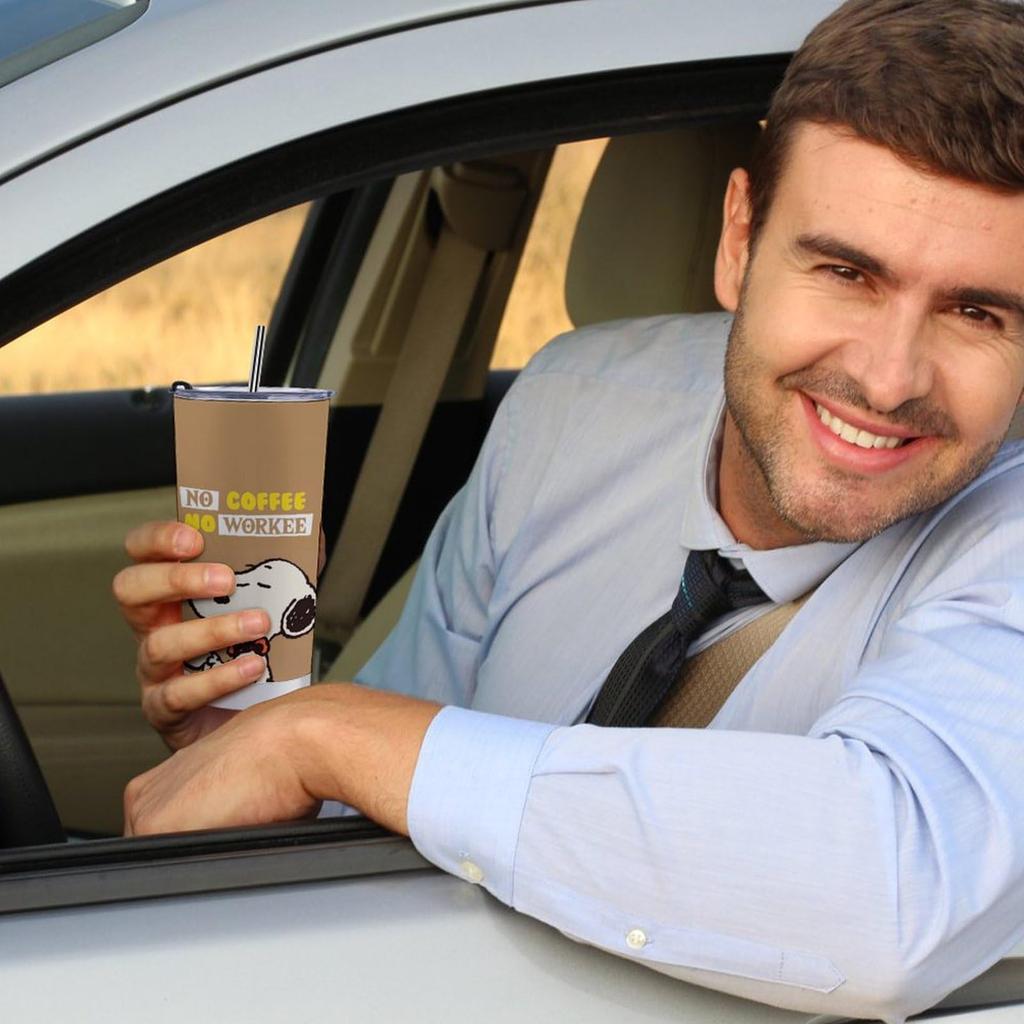 Snoopy Tumbler Mug Coffee Cup Convenience Store Cup Cold Insulation Water Bottle Direct Drinking Stainless Steel with Lid Portable Straw Character