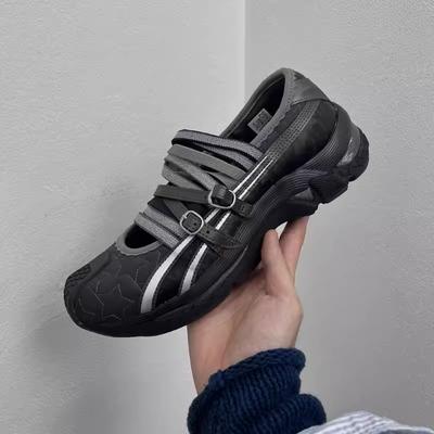 Mode Mode Grau Ballerinas Flach Mit Aussparung Mischfarbe Überkreuzriemen Mode Elegant Damen Prägnant Damen Sneaker Schuhe Neu