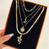 Four Piece Snake Necklace Women's Fashion Hollow Out Necklace Personality Bohemian Sweater Chain Elegant Snake Pendant