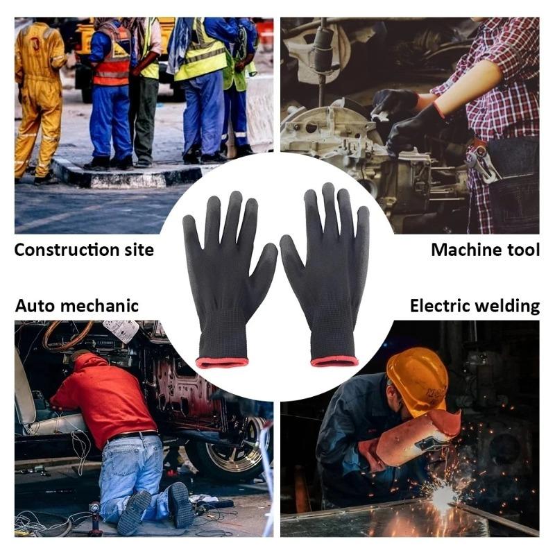 6/12Pairs Coating Nylon PU Work Gloves Camping Factory Machinery Gardening Woodworking Outdoor Work Car Repair Supplies