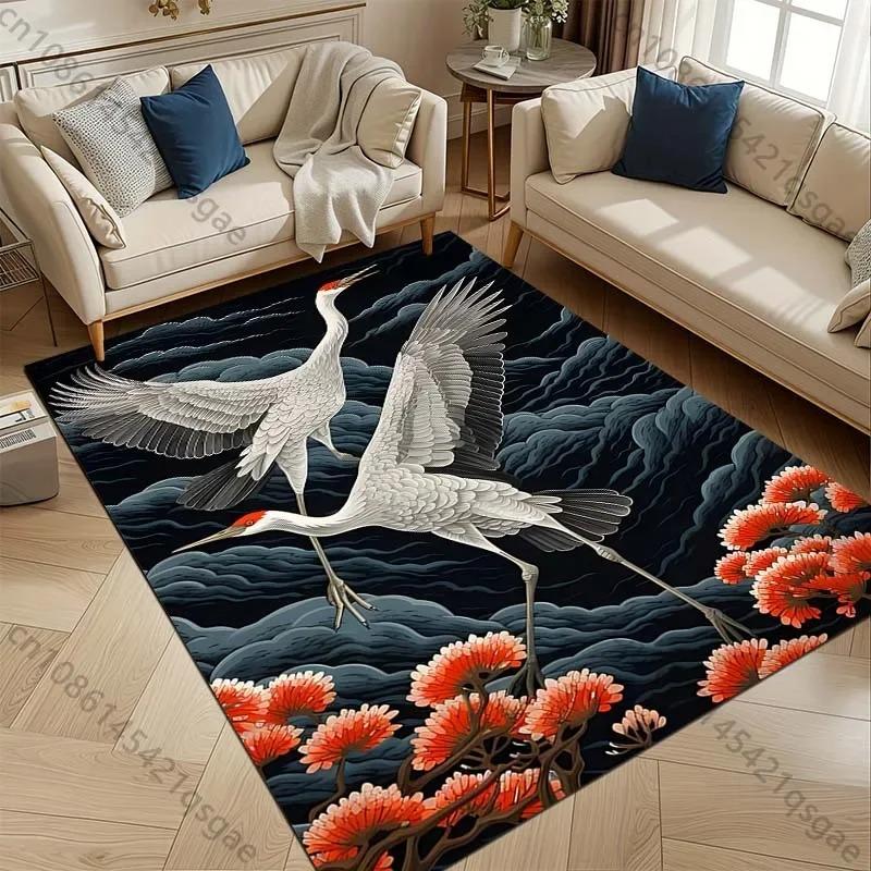 

New Shelves! 3D HD Heron Theme Carpet Anti-slip Sound Insulation Rug for Living Room Bedside Office Areas Machine Washable Mat 40x60cm