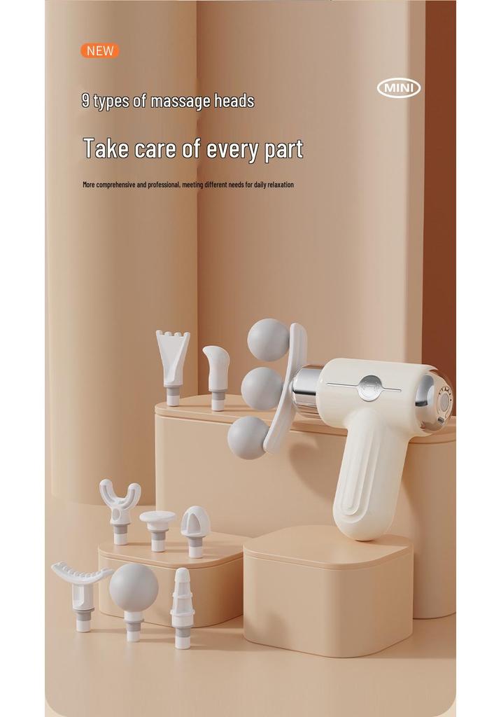 Multi-Head Muscle Relaxation Massager: Electric Fascia Gun for Sports and Neck Therapy, Home Fitness, Mini Size.