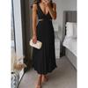 Elegant Summer Sleeveless Vneck Pleated Backless Maxi Dress For Women