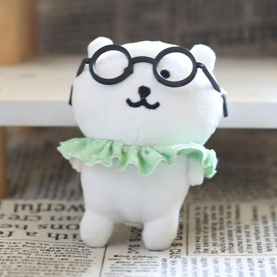 Puppenanhänger mit Brille Denkender Bär Puppe Schlüsselanhänger Anhänger Schultaschenzubehör Weicher Samt