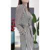 2025 Plus Size Striped Dress - Slimming Waist-Cinching Design for Spring & Autumn Casual Fashion