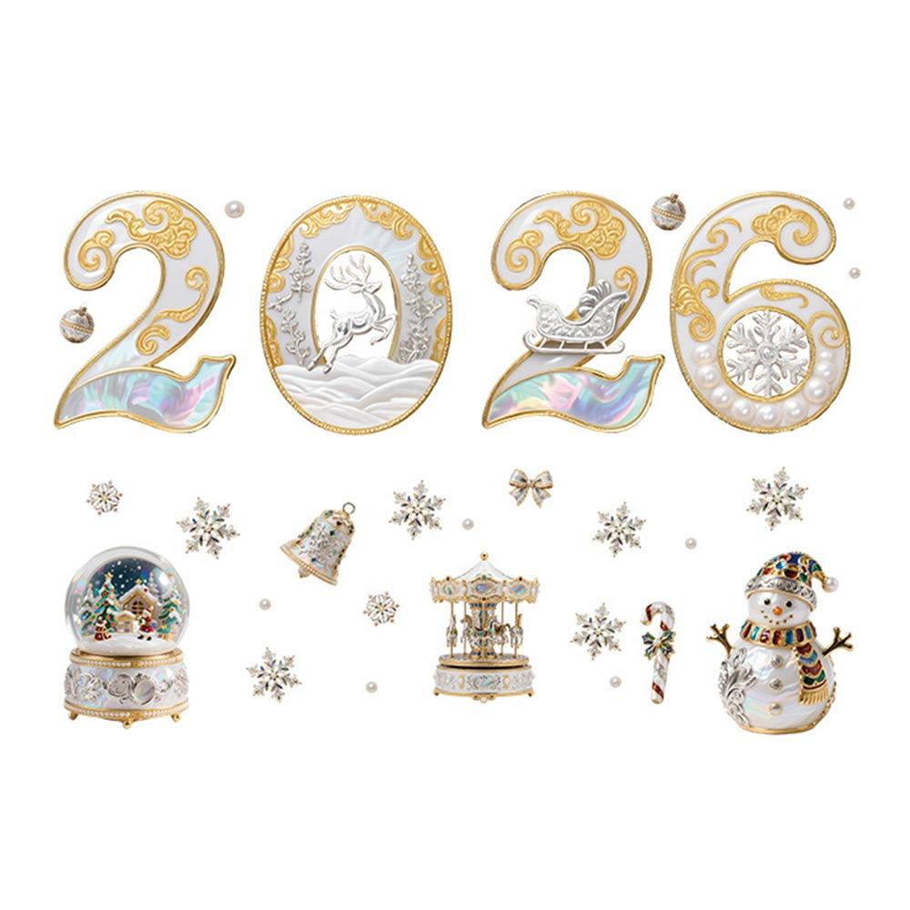 Multicolor 2026 3D Number Stickers Xmas Tree Bell DIY Accessories Window Stickers Cartoon Santa Glass Sticker