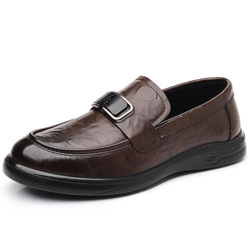 

Повседневная кожаная обувь мужская 2025 новый тренд мода платье деловая кожаная обувь британский стиль мягкая подошва одна педаль мужская обувь 44