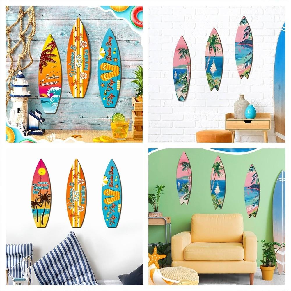Retro Beach Surfboard Decor Summer Beach Themed Surfboard Ornaments  Living Room