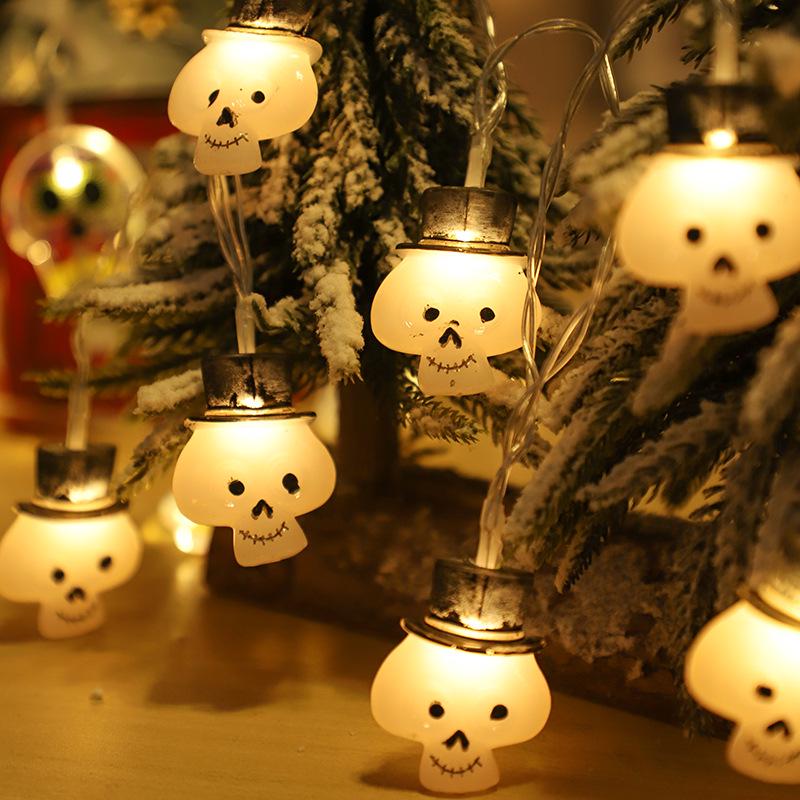 Halloween LED String Lights: Colorful Skull, Bat, Tombstone, and Pumpkin Decorations