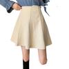 Plus Size Corduroy A-line Midi Skirt High Waist Flared Umbrella Design