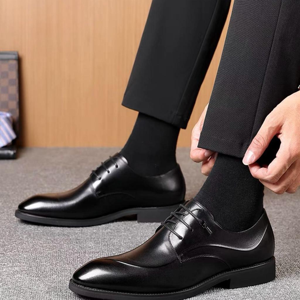 Leather Men'S Leather Shoes Dress Shoes Black Brown Lace-Up Men'S Shoes Four Seasons Wedding Men'S Shoes 8885