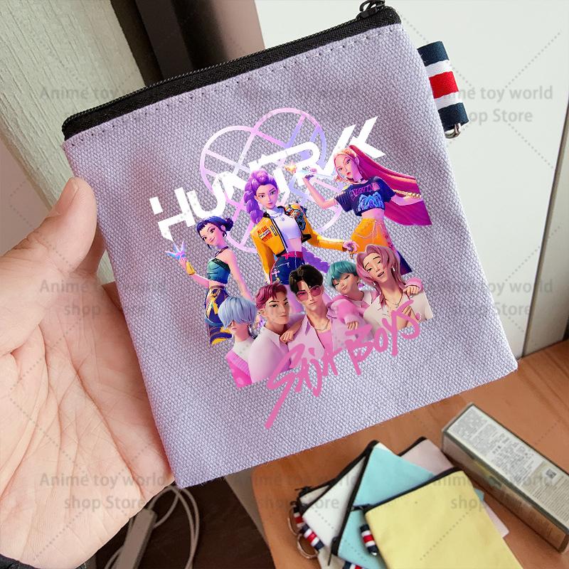KPop Demon Hunters Makeup Bag Women Cute Anime Canvas Multicolored Pencil Case Zipper Hand-carried Finishing Storage Bags Gift