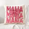 Leopard print with bow mama Cushion Cover Natural Linen Organic Fabric DoubleSided Printing Sofa Home Decor Gift Pillow Cover