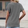 Ladies' Casual Striped V-neck T-shirt Top