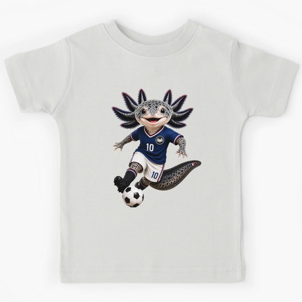 Cute France Axolotl Soccer Mascot – Number 10 Football Fan Cartoon Kids T-Shirt 140
