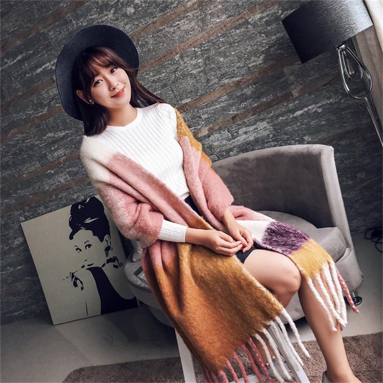 New Luxury Cashmere Women Plaid Scarf Winter Warm Shawl And Wrap Bandana Pashmina Long Tassel Female Foulard Thick Blanket