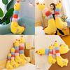 Adorable Yellow Chicken Plush Toy Rainbow Design Perfect Cuddly Pillow Gift
