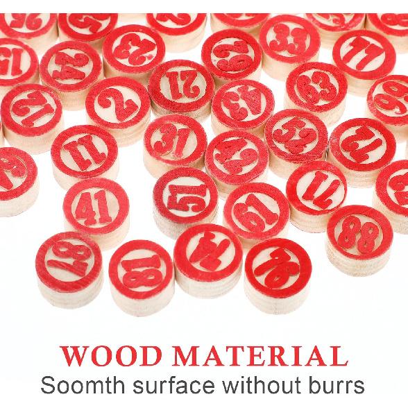 Russian Lotto Board Games Family Bingo Board Game Set of 48 Bingo Cards and 90 Wooden Chess, Great for Adults Kids Family Game Night, Halloween,