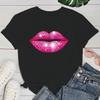 Hot Pink Lips Funny Summer Wounisex T-Shirt Harajuku Print Fashion Short Sleeve Summer Casual T-Shirt Top