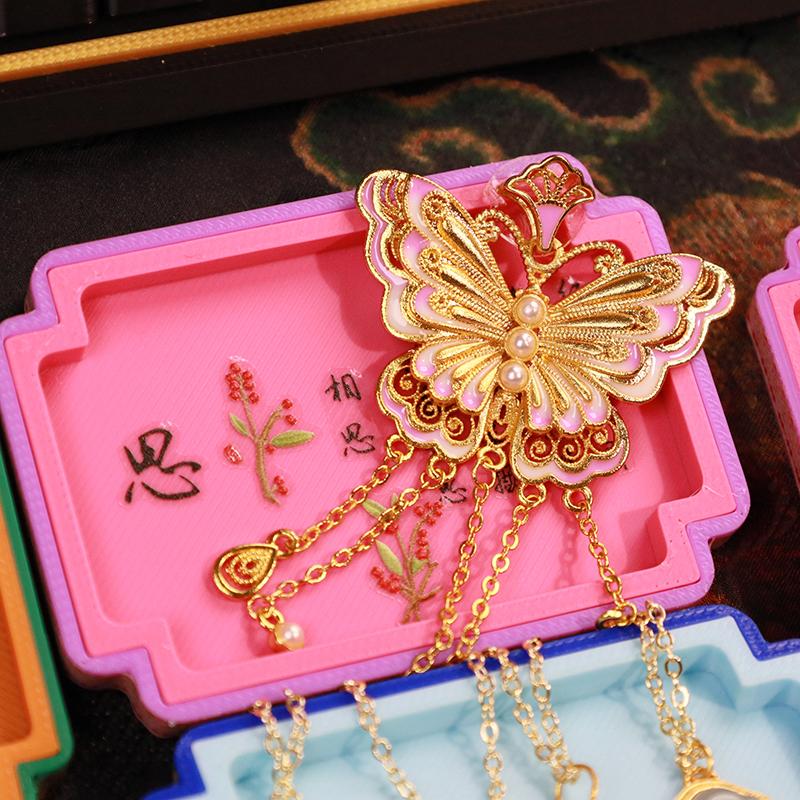 1/12 Doll House Miniature Chinese Style Jewelry Display Box Simulation Vintage Jewel Case Toy Mini Decoration Dollhouse