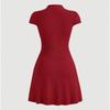 European and American Women's Round Neck Small Pit Stripe Slim Fit A-line Dress