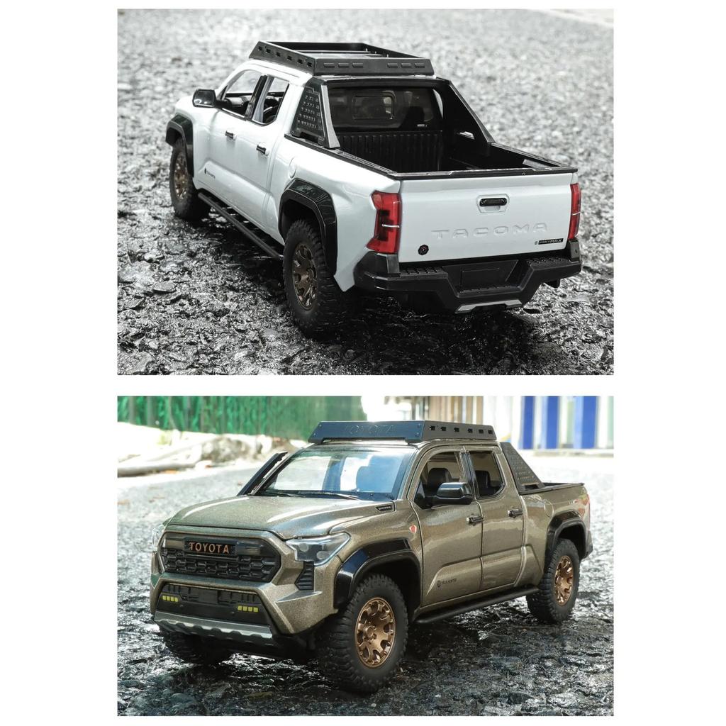 1/22 TOYOTA Tacoma Alloy Pickup Car Model Diecast Metal Off-Road Vehicles Car Model Simulation Sound and Light Children Toy Gift