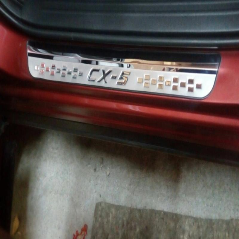 Car Styling For Mazda CX-5 CX 5 CX5 Accessories Door Sill Trim Scuff Plate Door Sills Rotector Guard Car Sticker 2017