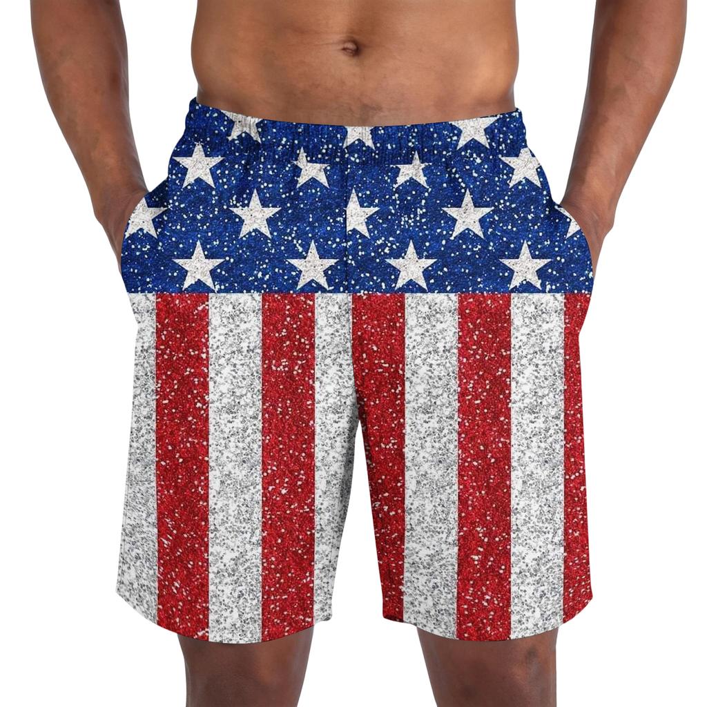 Men's Casual Trendy Independence Day Printed Shorts, Lightweight Breathable Athletic Shorts For Men