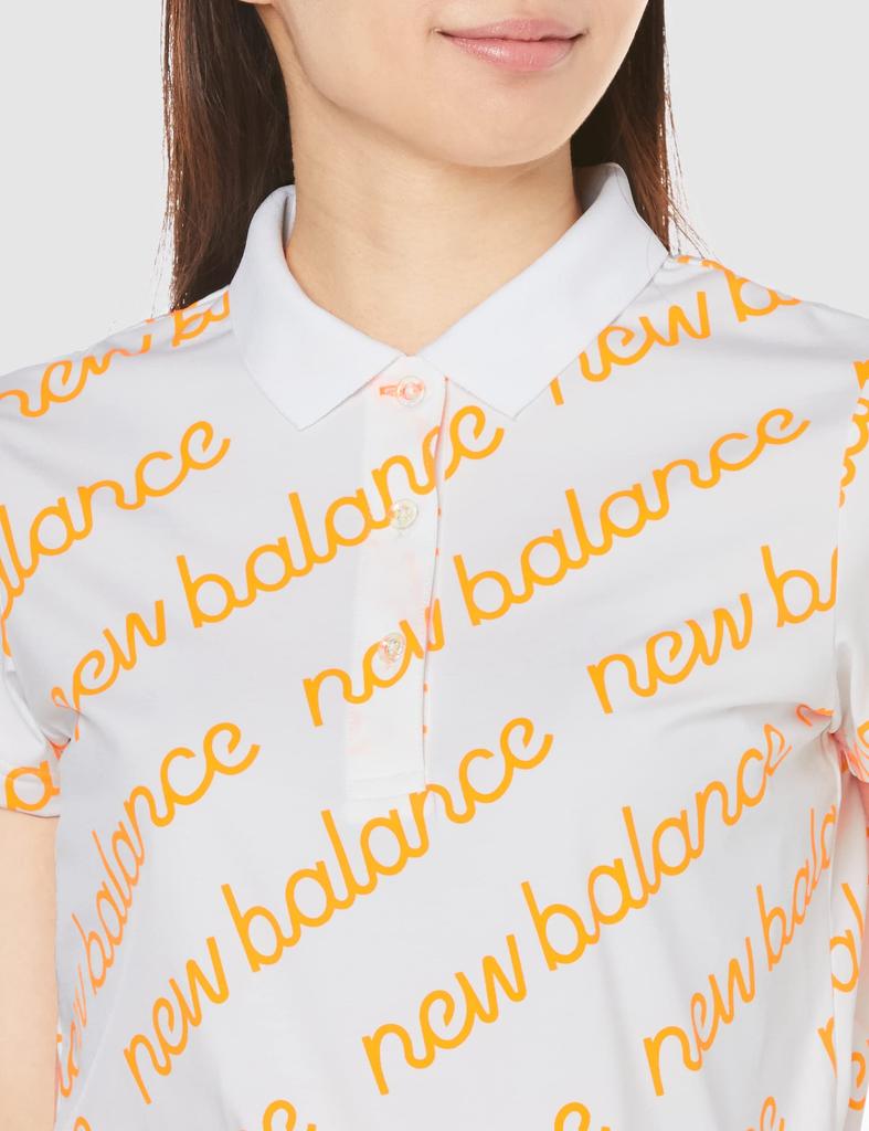 Short Sleeve Polo Shirt Logo Sweat Quick Golf 0 [New Balance] Women's (Bias Pattern, Absorbent, Drying, Stretch) / / 012-3160504 030_White [S]