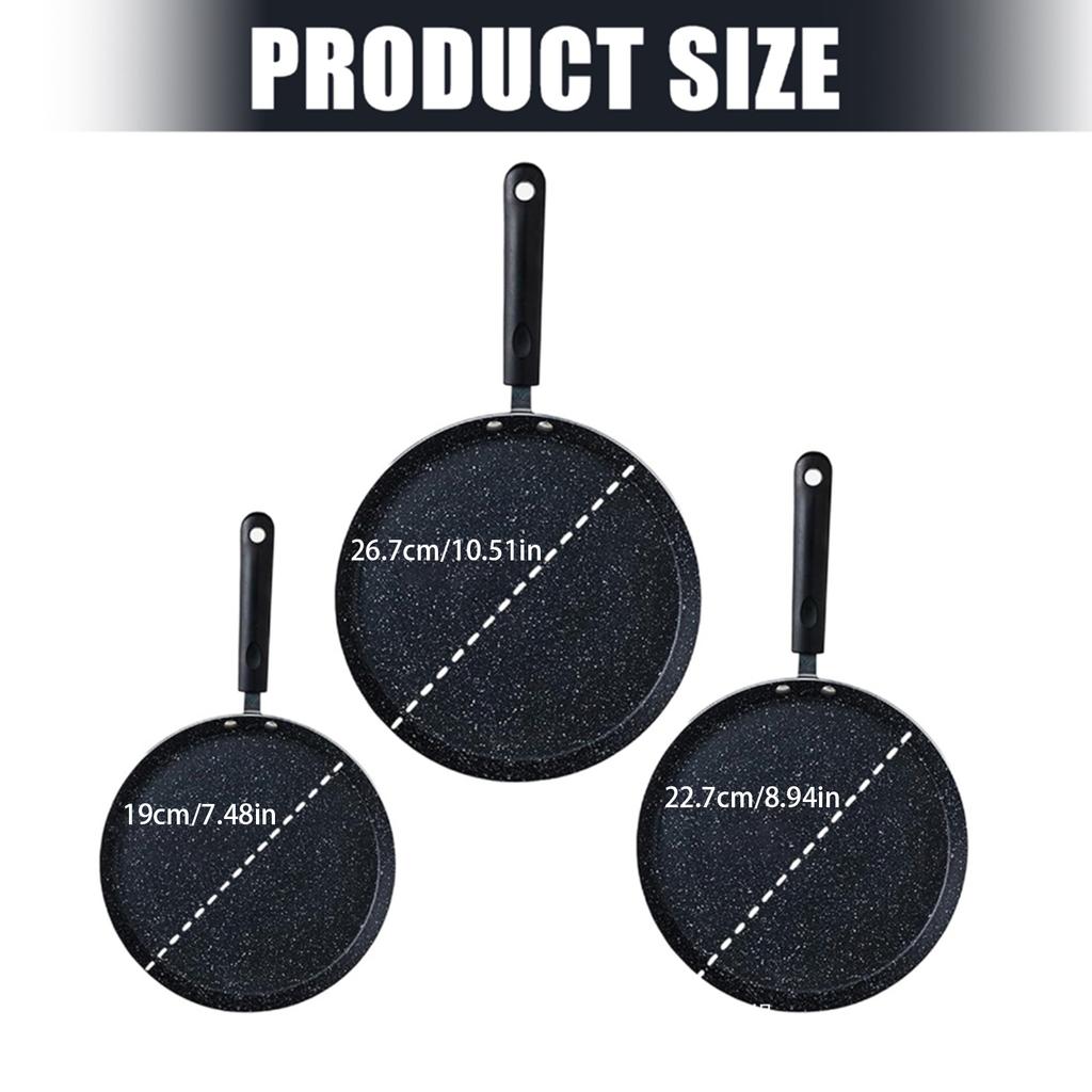 3 Piece Nonstick Skillets Set With Handle For Pancakes Crepes And Breakfast Cooking Aluminum Frying Pan Kitchen Cookware