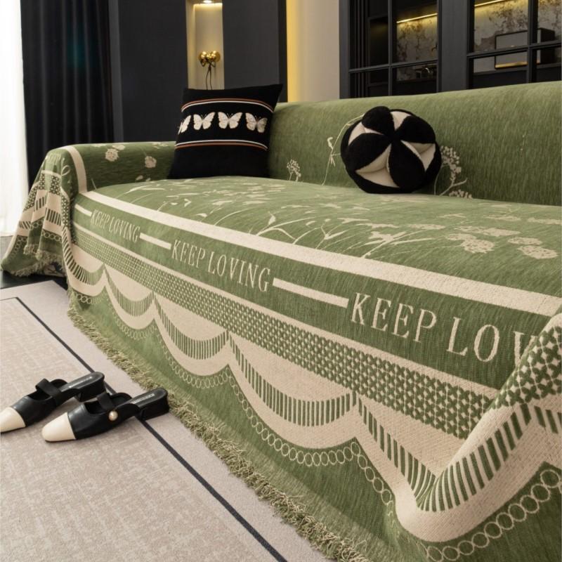 All-Season Universal Couch Camping Blanket Sofa Mat Chenille Ethnic Style Sofa Cover Full Coverage Non-Slip Couch Protector