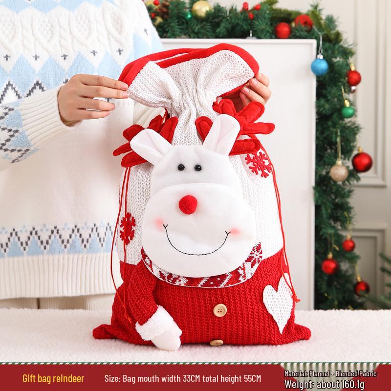 Large Santa Claus Christmas Eve Gift Bag with Pocket for Decorations