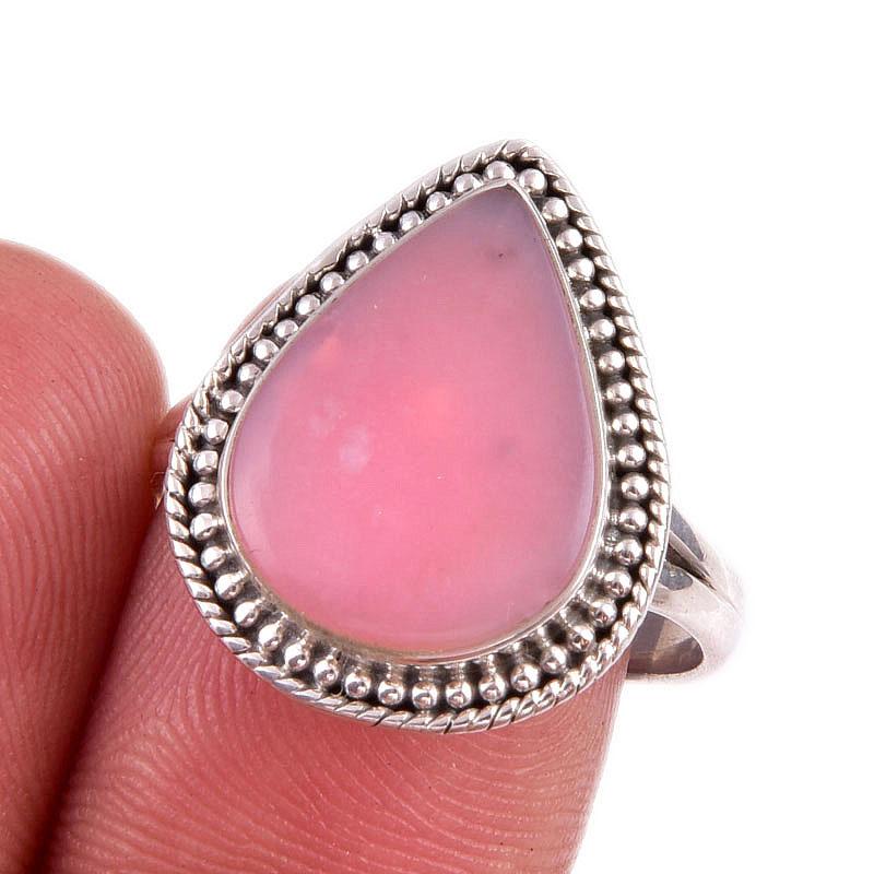 

Natural Pink Opal Gemstone 925 Solid Sterling Silver Jewelry Ring Size 8 g0d08