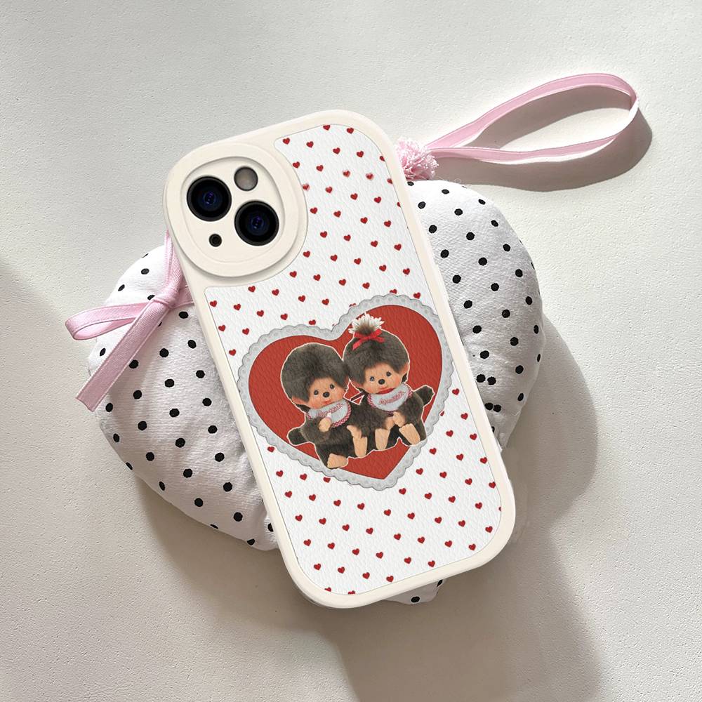 Cute M-monchhichis-s Phone Case For IPhone 16 15 14 11 12 13 Pro Max Plus Back Leather Shell
