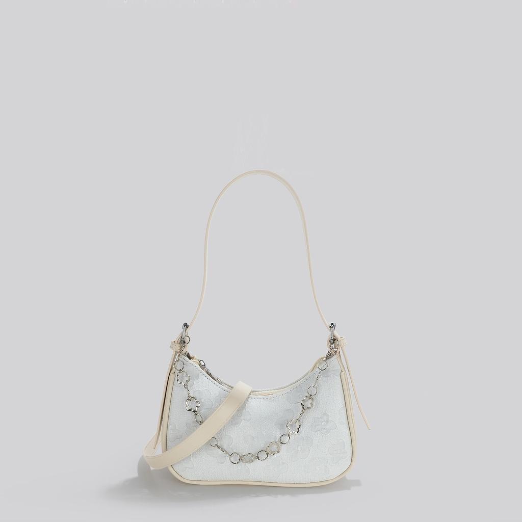 French Style High-quality Shoulder Bags Fashion Leather Women's Chain Underarm Bags Casual Ladies Flower Printing Small Handbags
