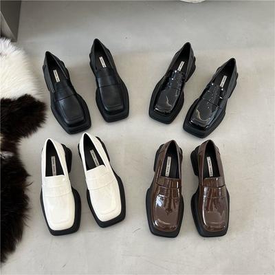 2025 Spring and Autumn New British Style Thick-soled Square Head Retro Loafers French Muffin and Small Leather Shoes for Women