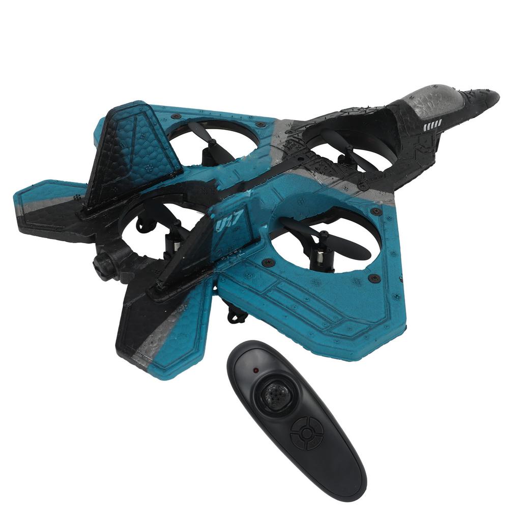 2.4 GHz Kids RC Glider Model LED Light Stable Flight Remote Control Plane Toy with Propeller Blue 3 Batteries