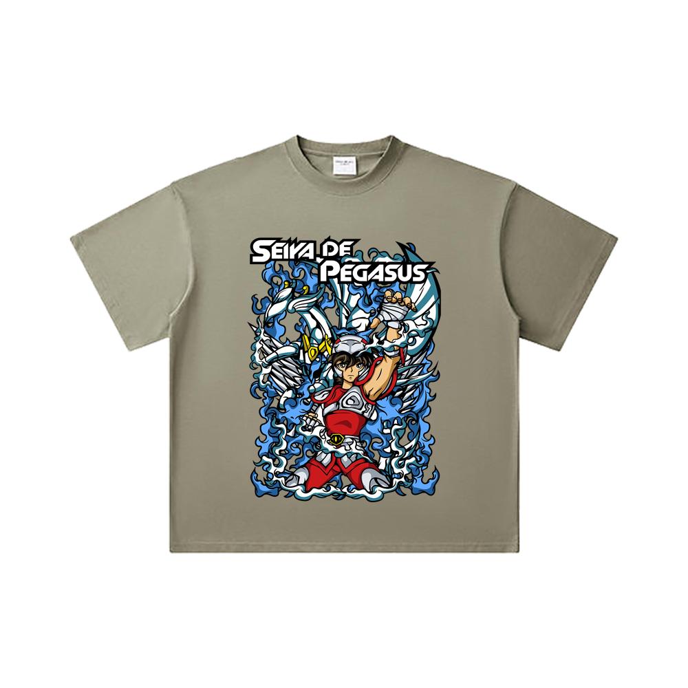 260 GSM Double Yarn 32 Count 100% Cotton Saint Seiya V15 Pegasus Print Unisex Heavy Cotton T Shirt… More