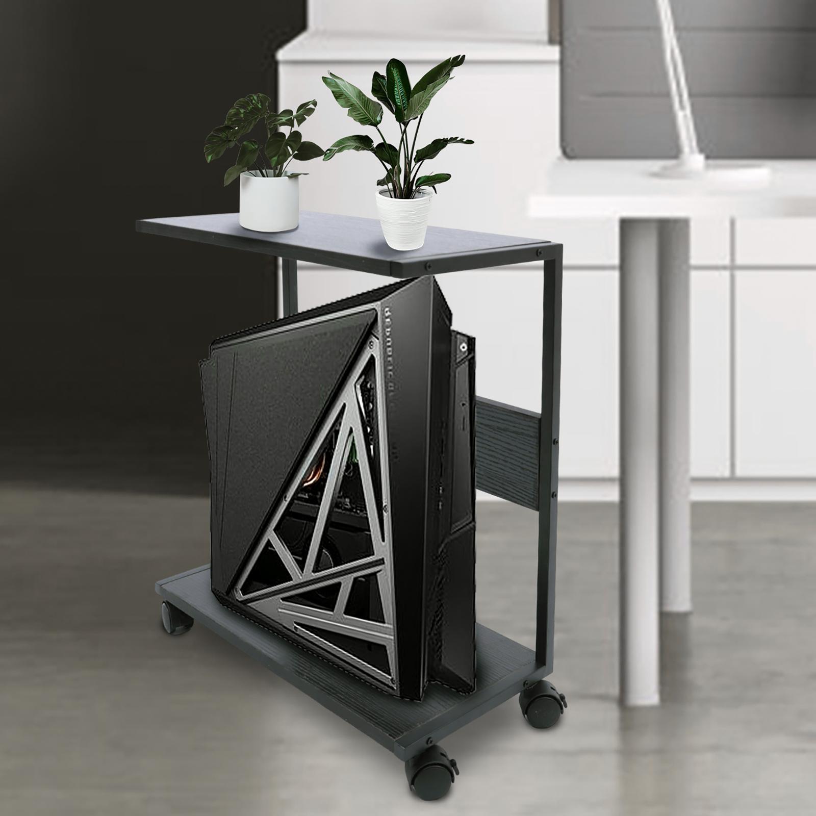 

Mobile Computer Tower Stand on Lockable Wheels, 2-Tier Rolling Holder with 44lbs Capacity per Shelf, Under Desk Organizer for PC чёрный