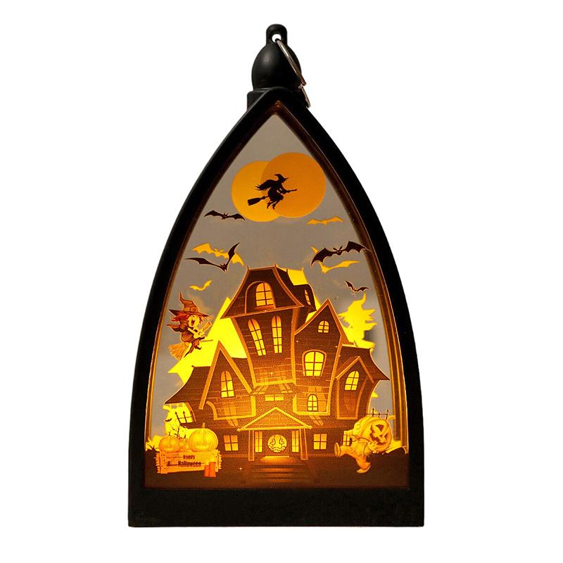 Halloween Lantern Lights - Decoration Vintage Led Pumpkin Lights | Tabletop Skeleton Pumpkin Castle Lantern | Lamp Ornament
